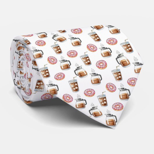Coffee Latte Lovers Custom Necktie ネクタイ (ロール)