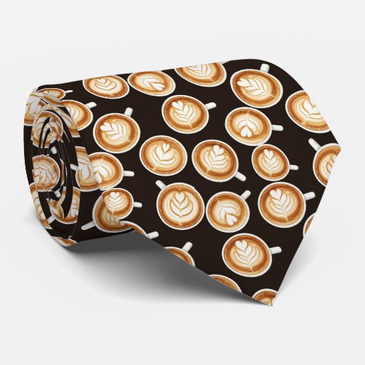 Coffee Latte Lovers Custom Necktie ネクタイ (ロール)