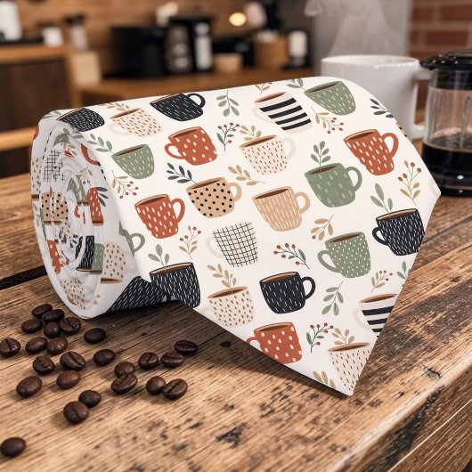 Coffee Latte Lovers Custom Necktie ネクタイ