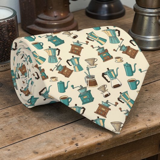 Coffee Latte Lovers Custom Necktie ネクタイ