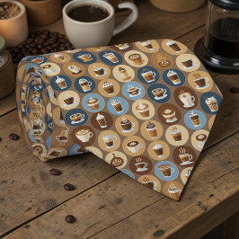 Coffee Latte Lovers Custom Necktie ネクタイ