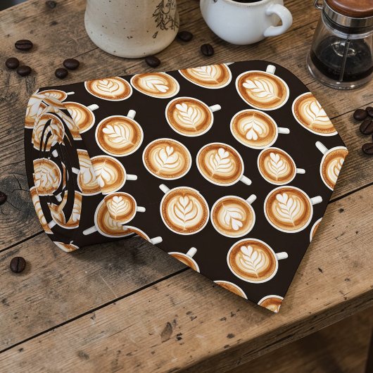 Coffee Latte Lovers Custom Necktie ネクタイ