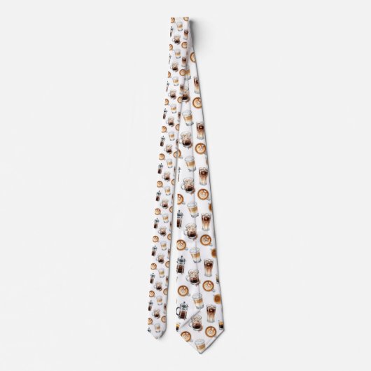 Coffee Latte Lovers Custom Necktie ネクタイ (裏面)