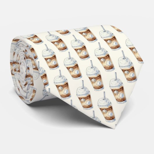 Coffee Latte Lovers Custom Necktie ネクタイ (ロール)