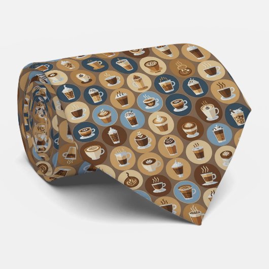 Coffee Latte Lovers Custom Necktie ネクタイ (ロール)