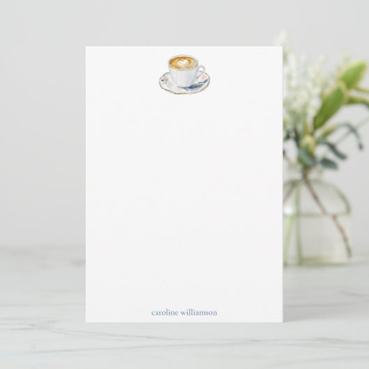 Coffee Latte Watercolor Personalized Stationery ノートカード (スタンド正面)