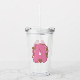 Coffee Letter A: Monogram Initial  アクリルタンブラー