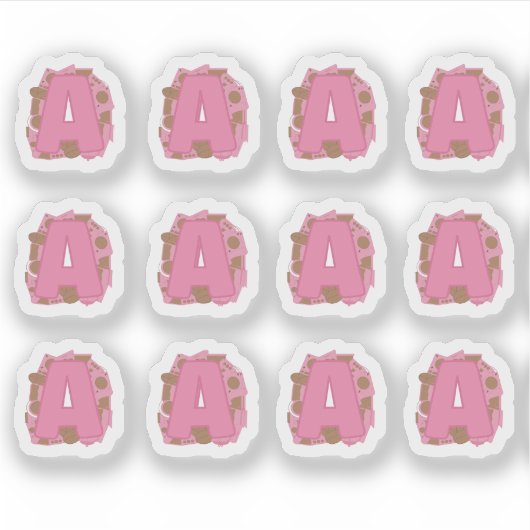 Coffee Letter A: Monogram Initial Sheet シール (正面)