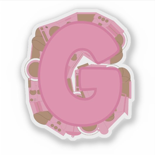 Coffee Letter G: Monogram Initial  シール (正面)