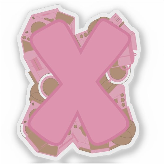 Coffee Letter X: Monogram Initial  シール (正面)