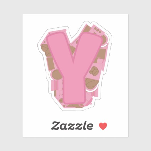 Coffee Letter Y: Monogram Initial  シール (シート)