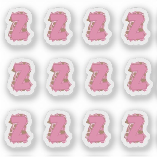 Coffee Letter Z: Monogram Initial Sheet シール (正面)