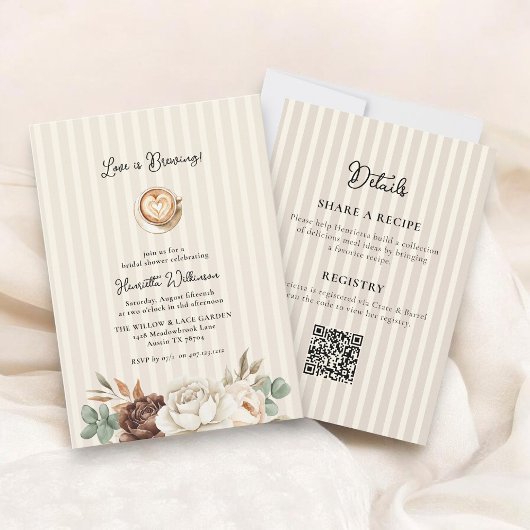 Coffee Love Brewing Bridal Shower Invitation 招待状