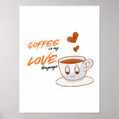 Coffee Love – Cute Coffee Illustration Cafe Wall P ポスター (正面)