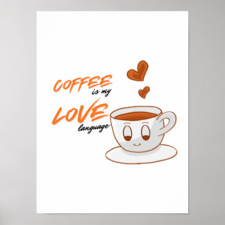 Coffee Love – Cute Coffee Illustration Cafe Wall P ポスター