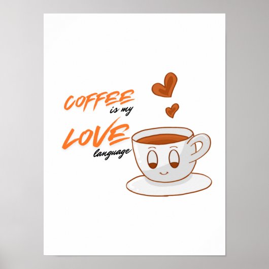 Coffee Love – Cute Coffee Illustration Cafe Wall P ポスター (正面)