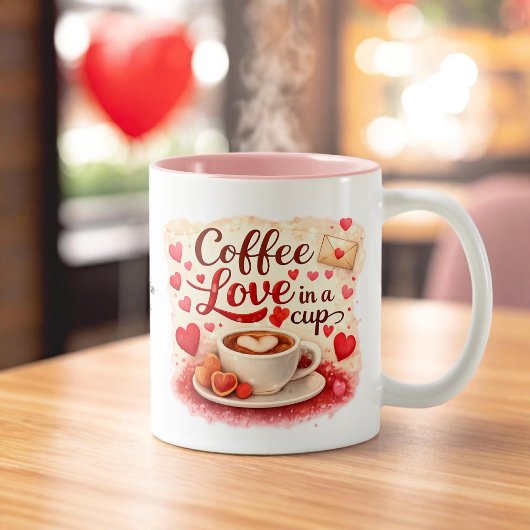Coffee Love in a Cup Personalized Coffee Lover mug ツートーンマグカップ