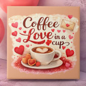 Coffee Love in a Cup Valentine Soft Brown タイル