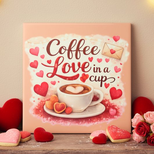 Coffee Love in a Cup Valentine Soft Brown タイル