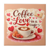 Coffee Love in a Cup Valentine Soft Brown タイル (正面)