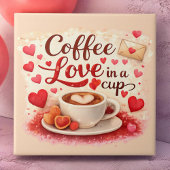 Coffee Love in a Cup Valentine Soft Pink タイル
