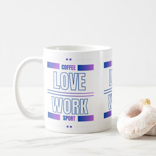 Coffee Love Work Sport – Motivational Desig コーヒーマグカップ (ドーナツ)
