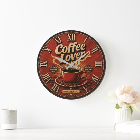 Coffee Lover ラージ壁時計 (ホーム)