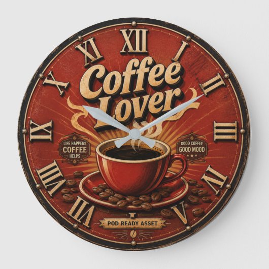 Coffee Lover ラージ壁時計 (正面)