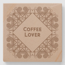 Coffee Lover Add Your Text Celtic Style Border Art ストーンコースター