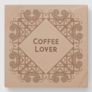 Coffee Lover Add Your Text Celtic Style Border Art ストーンコースター