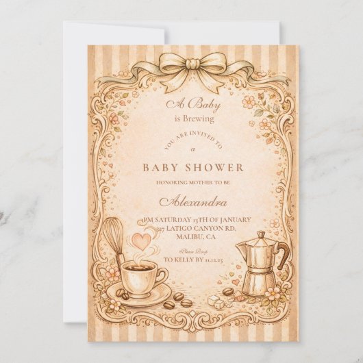 Coffee Lover Baby Shower 招待状 (正面)
