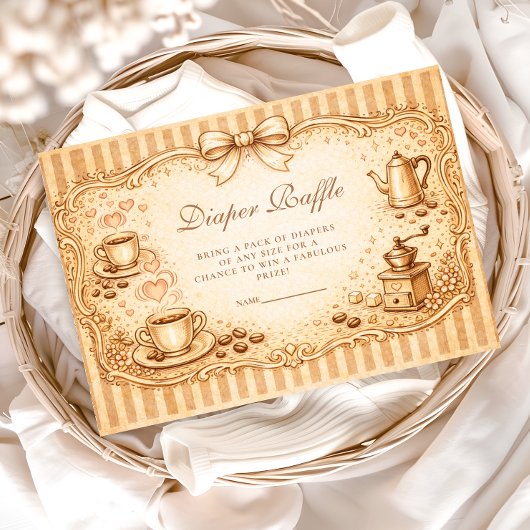 Coffee Lover Baby Shower Diapper Raffle エンクロージャーカード