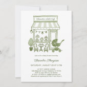 Coffee Lover Bebe Brewing Brunch Green Baby Shower 招待状 (正面)