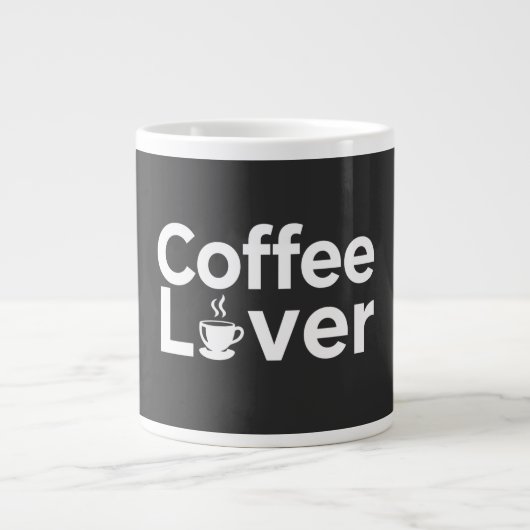 Coffee Lover Bold Typography Mug - Minimalist Blac ジャンボコーヒーマグカップ (正面)