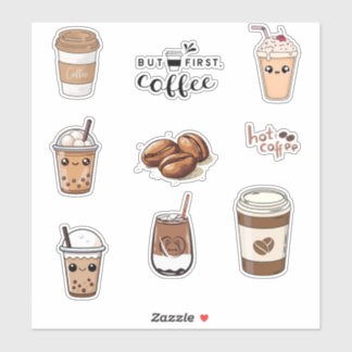 Coffee Lover Custom-Cut Vinyl Laptop Sticker シール