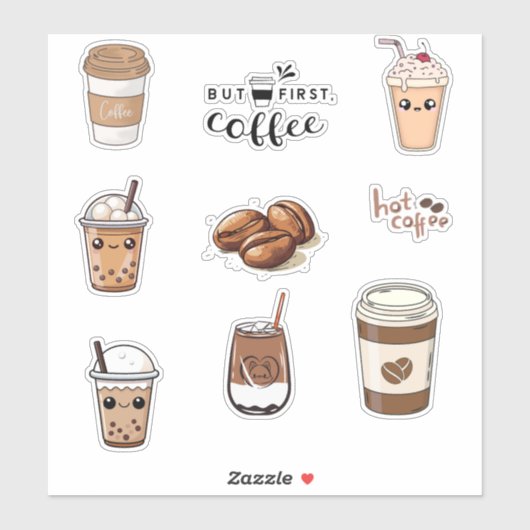 Coffee Lover Custom-Cut Vinyl Laptop Sticker シール (シート)