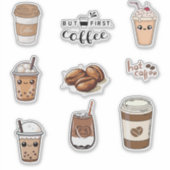 Coffee Lover Custom-Cut Vinyl Laptop Sticker シール (正面)