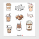 Coffee Lover Custom-Cut Vinyl Laptop Sticker シール (シート)