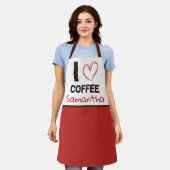 Coffee Lover Custom Name Coffee Bean Design エプロン (着用した状態)