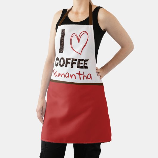 Coffee Lover Custom Name Coffee Bean Design エプロン (インサイチュ)