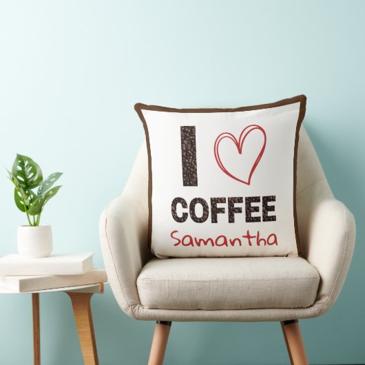 Coffee Lover Custom Name Coffee Bean Design クッション (椅子)