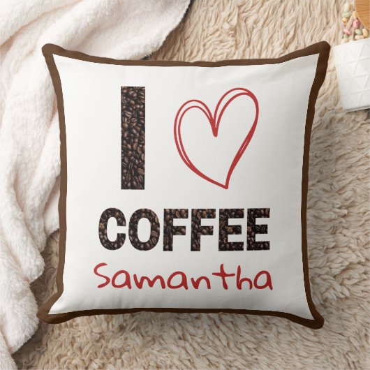 Coffee Lover Custom Name Coffee Bean Design クッション (ブランケット)