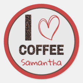 Coffee Lover Custom Name Coffee Bean Design ラウンドシール