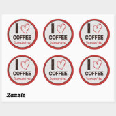 Coffee Lover Custom Name Coffee Bean Design ラウンドシール (シート)