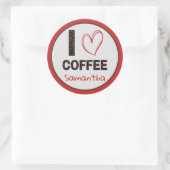 Coffee Lover Custom Name Coffee Bean Design ラウンドシール (バッグ)