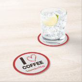 Coffee Lover Custom Name Coffee Bean Design ラウンドペーパーコースター (インサイチュ)