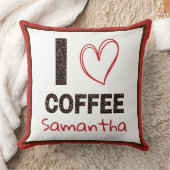 Coffee Lover Custom Name Coffee Bean Gift for Her クッション (ブランケット)