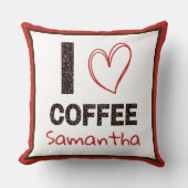 Coffee Lover Custom Name Coffee Bean Gift for Her クッション (正面)