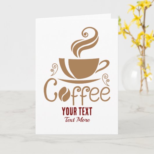 Coffee Lover Design – Minimal Coffee Cup Graphic カード (黄色い花)