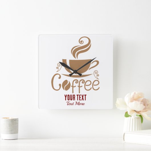 Coffee Lover Design – Minimal Coffee Cup Graphic スクエア壁時計 (ホーム)